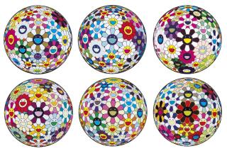 Takashi Murakami - Flowerball Sexual Violet No. 1 (3D); Flower Ball (3-D) Sequoia Sempervirens; Floweball Brown; Flower Ball (3-D) Autumn 2004; Flower Ball (Lots of Colors); & Flowerball Cosmos (3D)