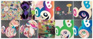 Takashi Murakami - Me and Double-DOB; Infinity; AND THEN Rainbow; Guru Guru; AND THEN Platinum; Melting DOB D; Melting DOB E; Kansei Gold; And then, and then and then and then and then/Green Truth; & Melting DOB A