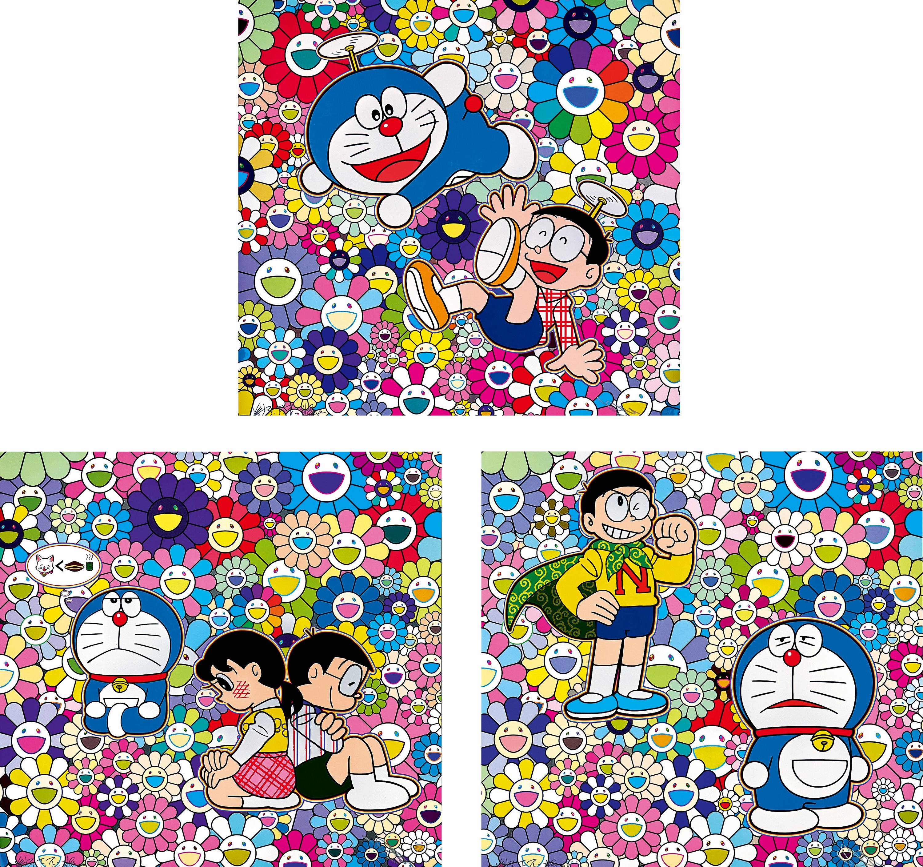 Takashi Murakami - So Much Fun; First Love: And I Contemplate About Dinner Tonight, Among Others; Feeling Like A Power Man! But Are You Sure You’Re Okay?  (Set Of Three Pieces) (Executed In 2019)