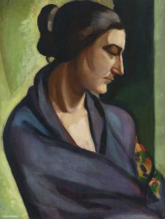 Tamara de Lempicka - Femme de profil vêtue d\'un châle