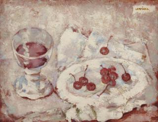 Tamara De Lempicka - Nature Morte, Verre Et Cerises