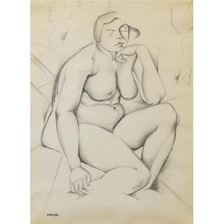 Tamara de Lempicka - Nu Assis, Un Coude Sur Le Genou