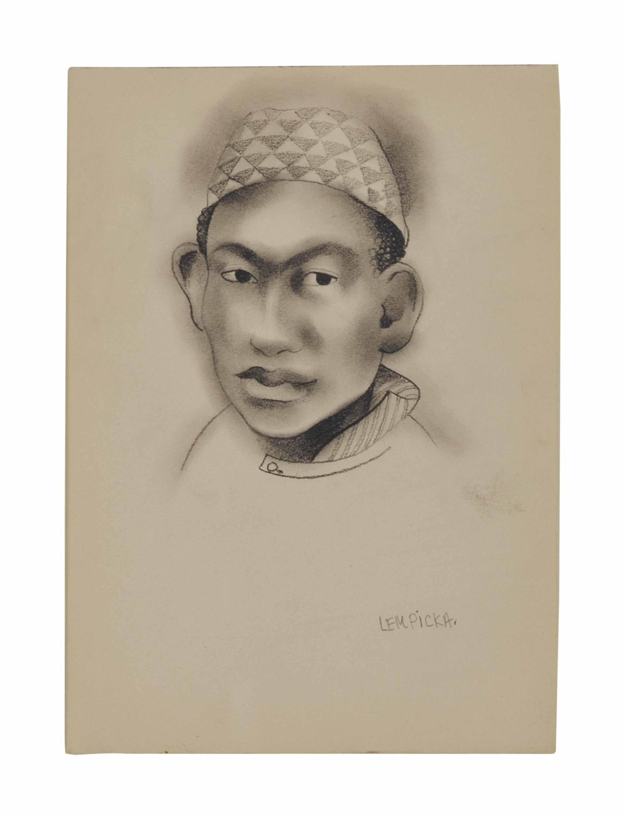 Tamara De Lempicka - Portrait d\'homme coiffé d\'une chéchia