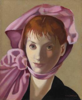 Tamara De Lempicka - Portrait d\'une jeune fille rousse (recto); Étude abstraite (verso)
