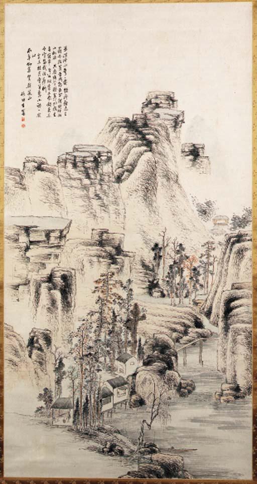 Tanomura Chikuden - Village by a stream, 1823