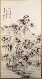 Tanomura Chikuden - Village by a stream, 1823