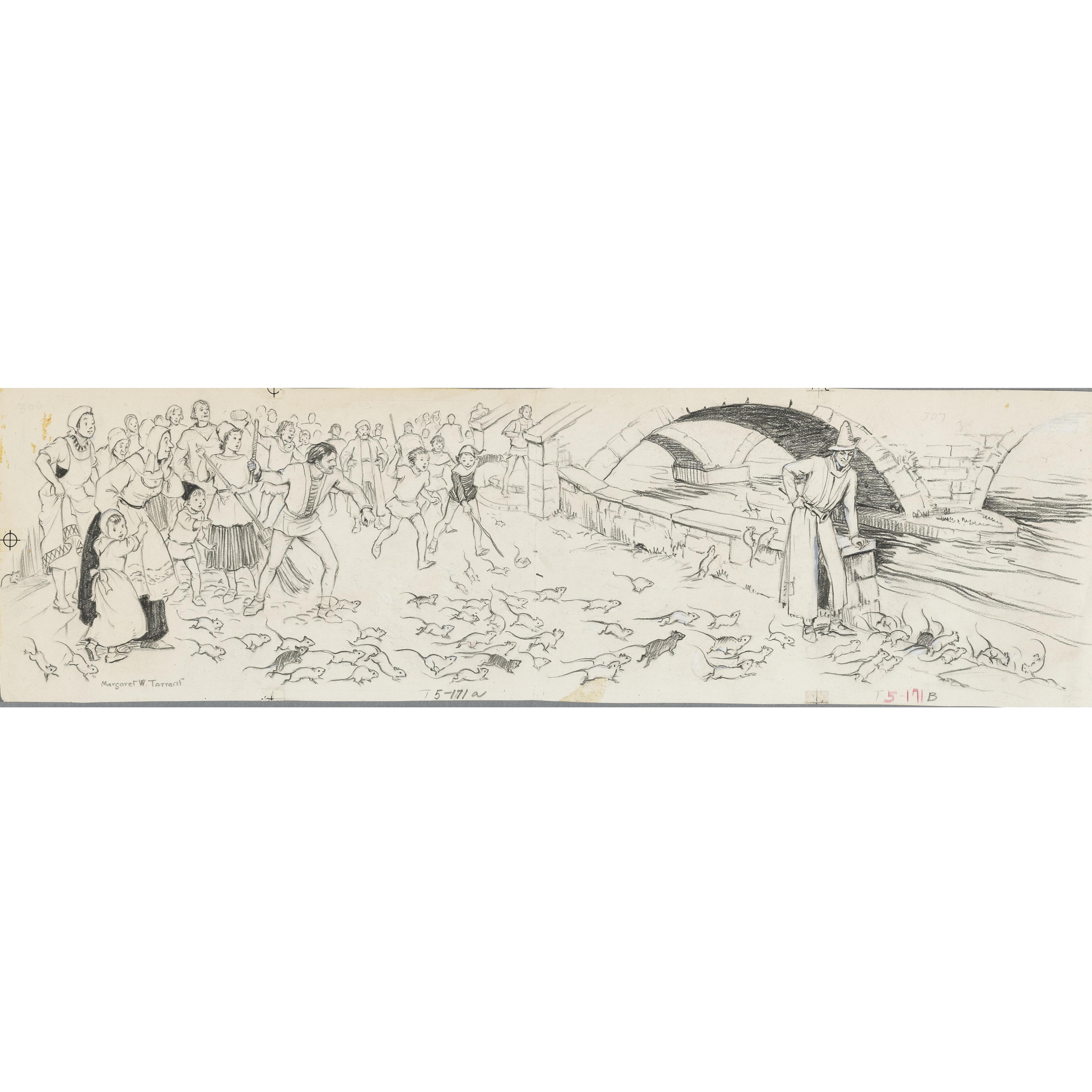 Tarrant, Margaret W. - Four illustrations for The Pied Piper, comprising: