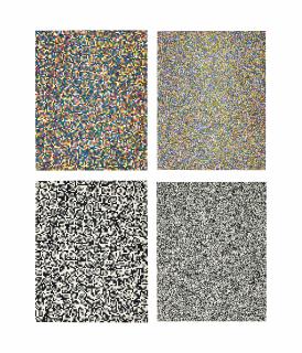 Tauba Auerbach - (I) A Half Times A Half Times A Half (Coarse) (II) A Half Times A Half Times A Half (Fine) (Iii) 50/50 Random (Coarse) (Iv) 50/50 Random (Fine)