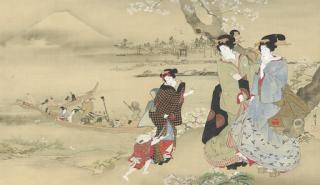 Teisai Hokuba - Beauties on the bank of the Sumida River