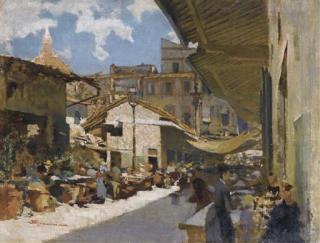 Telemaco Signorini - Il Mercato Vecchio a Firenze (1881 circa)