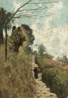 Telemaco Signorini - Nuvoloni. Stradina per Settignano