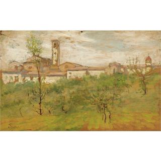 Telemaco Signorini - Paesaggio Con Campanile