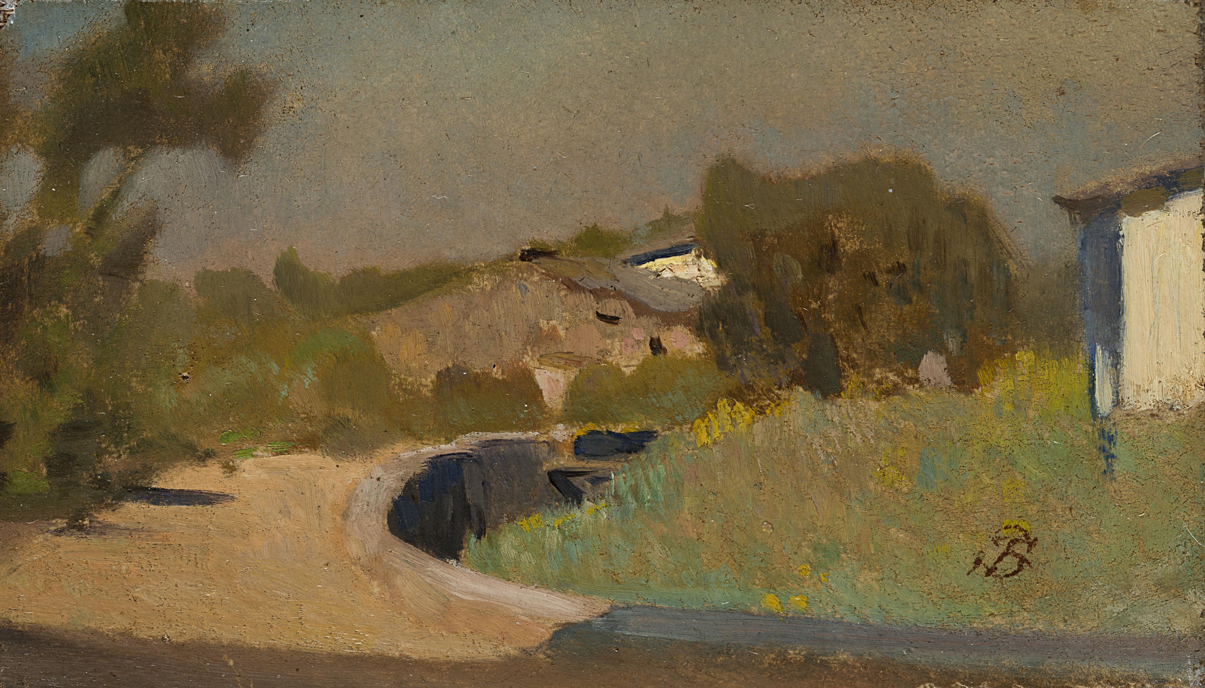 Telemaco Signorini - Strada di campagna con case