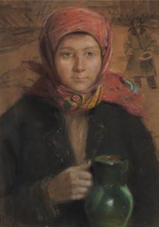 Teodor Axentowicz - Hutsul girl with a green jug