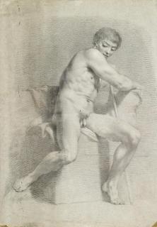 Teodoro Matteini - Sitzender männlicher Akt, auf einem Podest sitzend