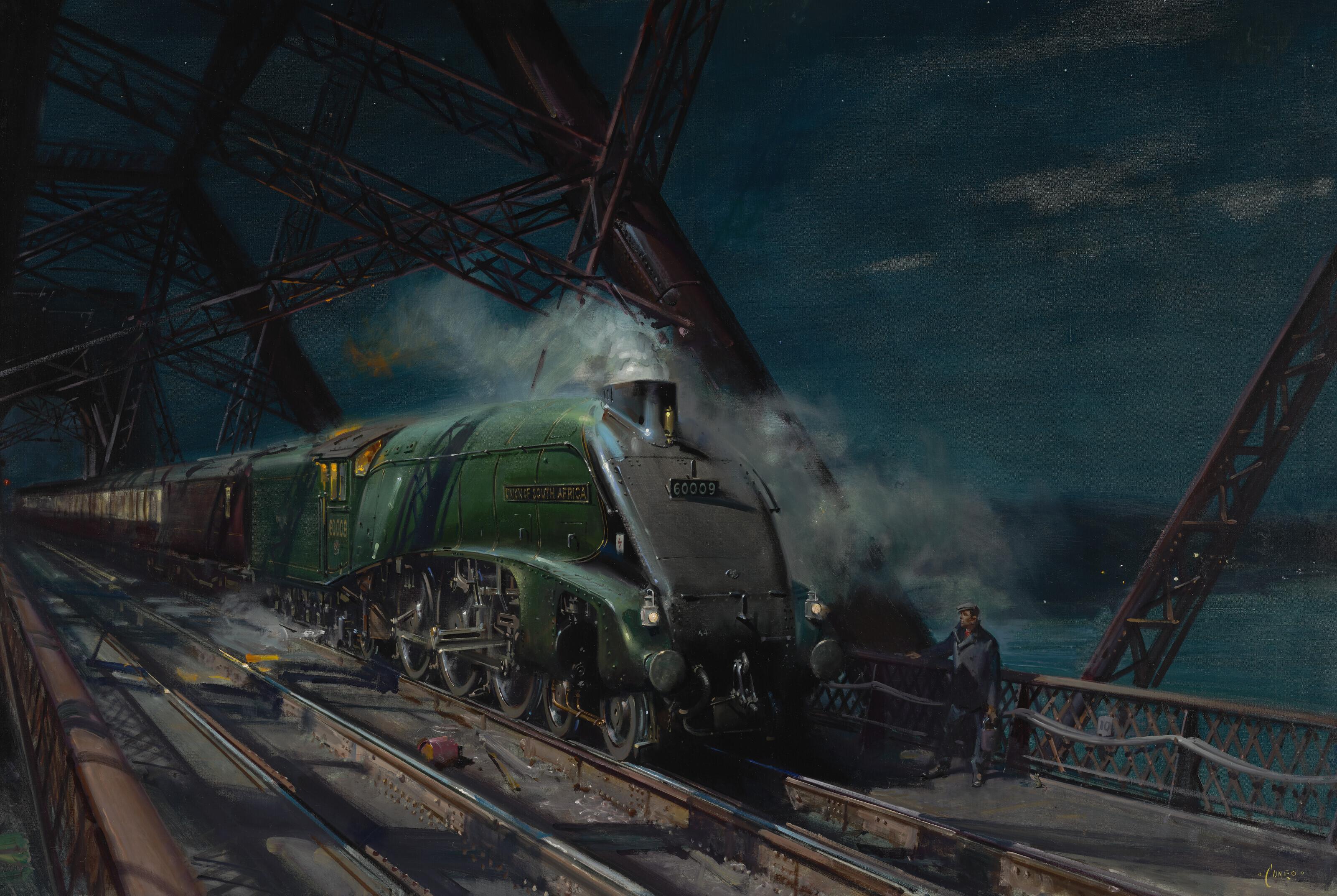 Terence Cuneo - An A4 Pacific, \'The Union of South Africa\', Crossing the Forth Bridge