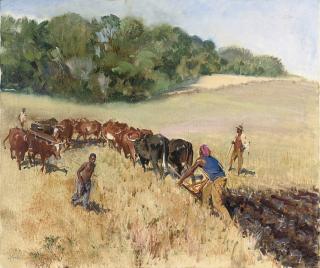 Terence Cuneo - Ploughing the fields