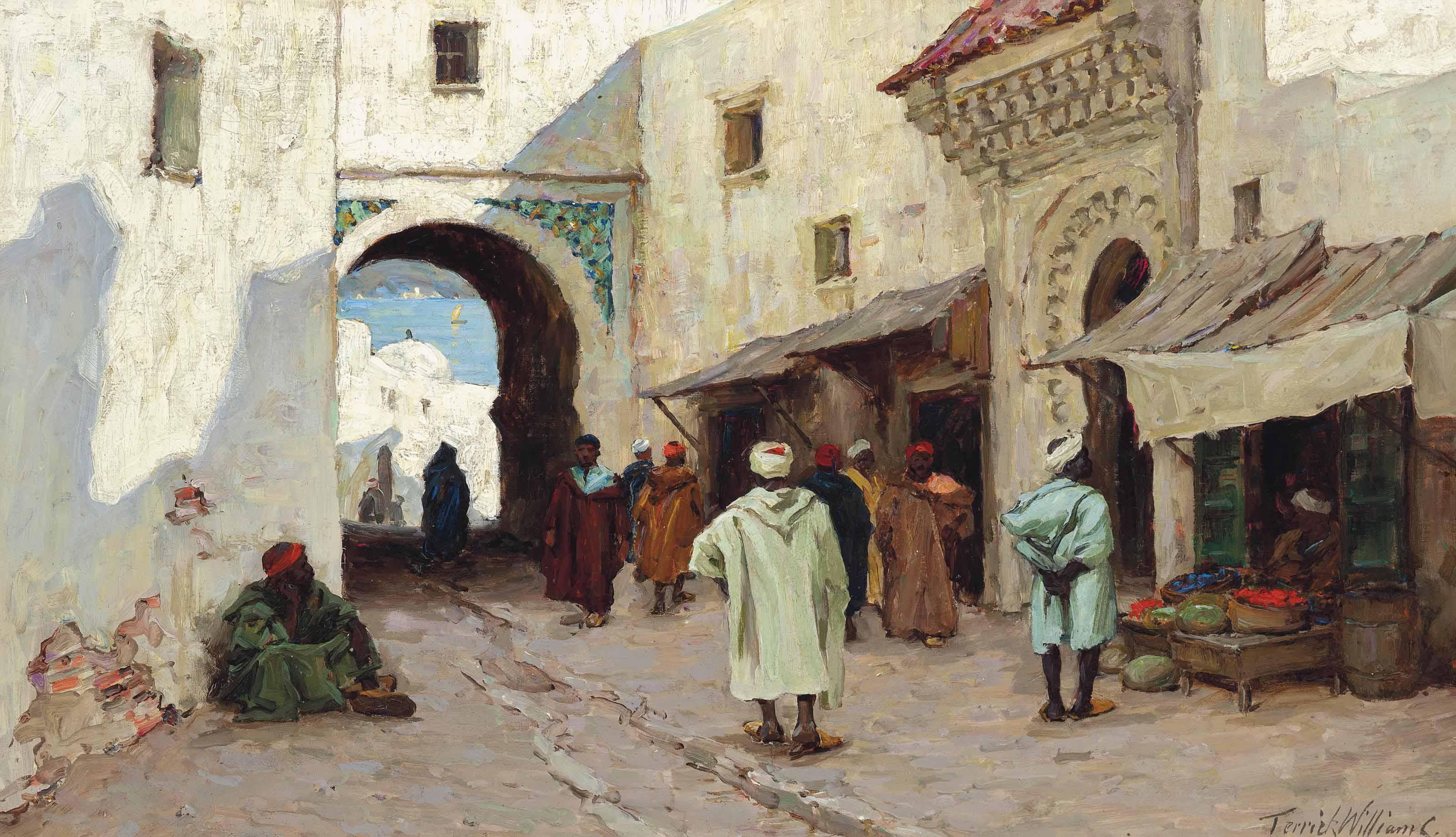 Terrick John Williams, R.A., P.R.I., R.O.I. - A Shady Street, Tangiers