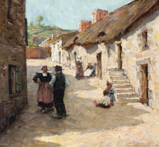 Terrick John Williams, R.A., R.I., R.O.I., R.W.A., - A sunny street, Pont Aven