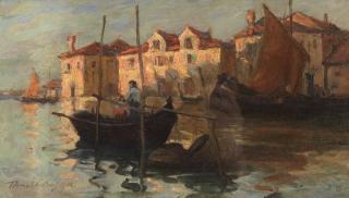 Terrick John Williams, RA - On the canal, Venice