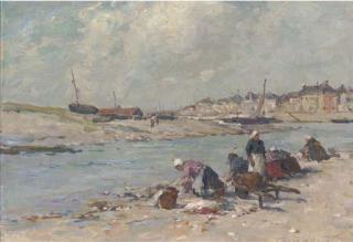 Terrick Williams, R.A. - Washerwomen, Trouville, France