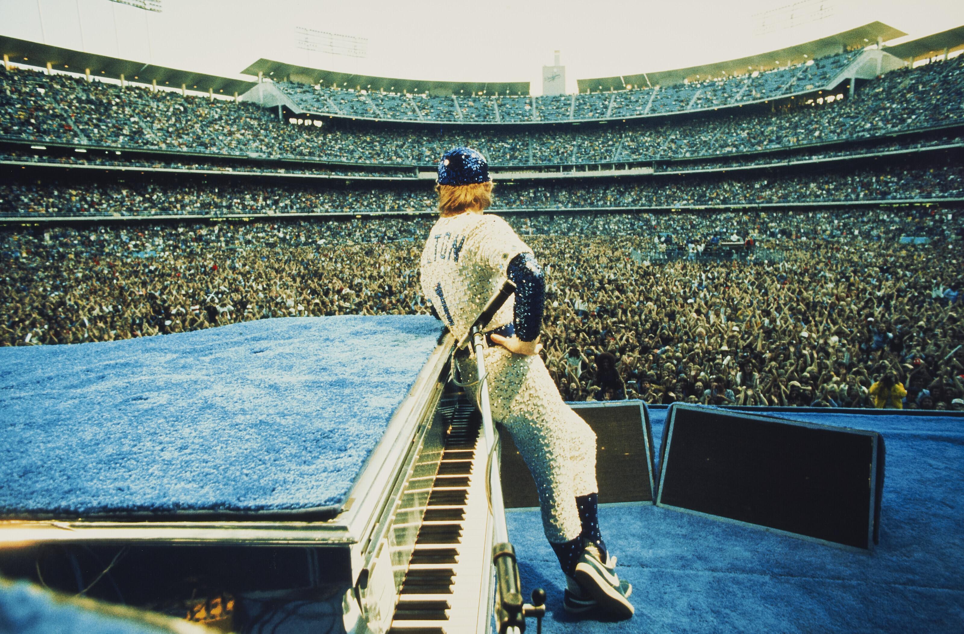 Terry O’Neill - Elton John, Dodger\'s Stadium, 1975