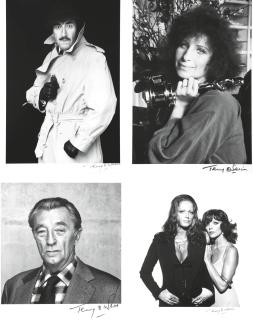 Terry O\'Neill - Jackie and Joan Collins, c. 1970, Peter Sellers, 1976, Barbra Streisand, 1976 and Robert Mitchum, 1984