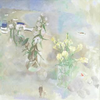 Tessa Newcomb - Toadflax & Michelmas Daisies Above the Beach