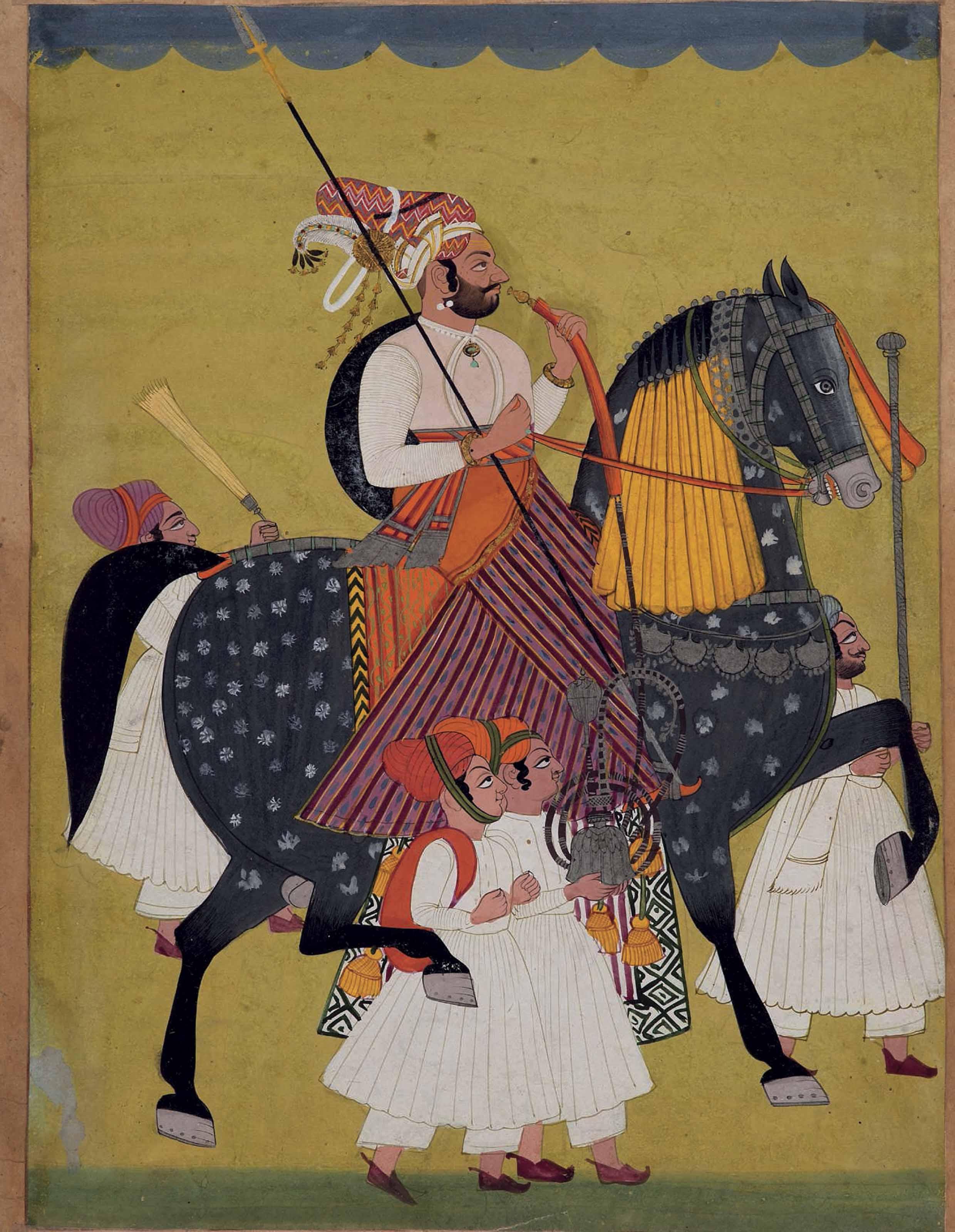 Thakur Madho Singh Of Satlana On Horseback