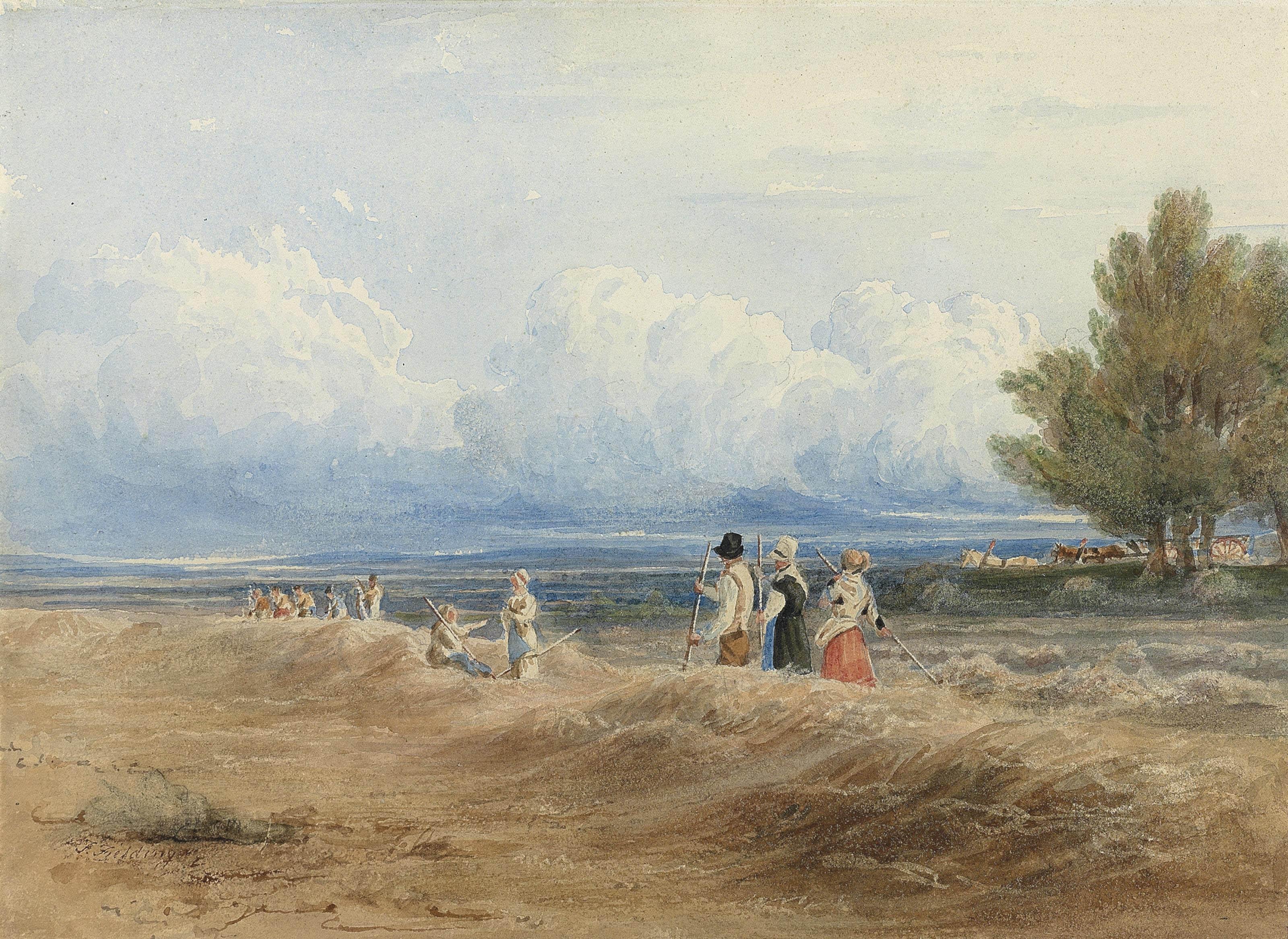 Thales Angelo Vernet Fielding, A.O.W.S. - Gleaners at work on a windy summer\'s day