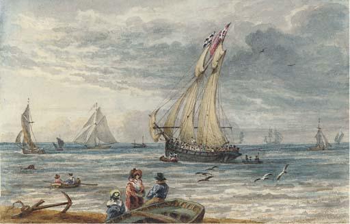 Thales Angelo Vernet Fielding, A.O.W.S. - The schooner Waterwitch off Hastings