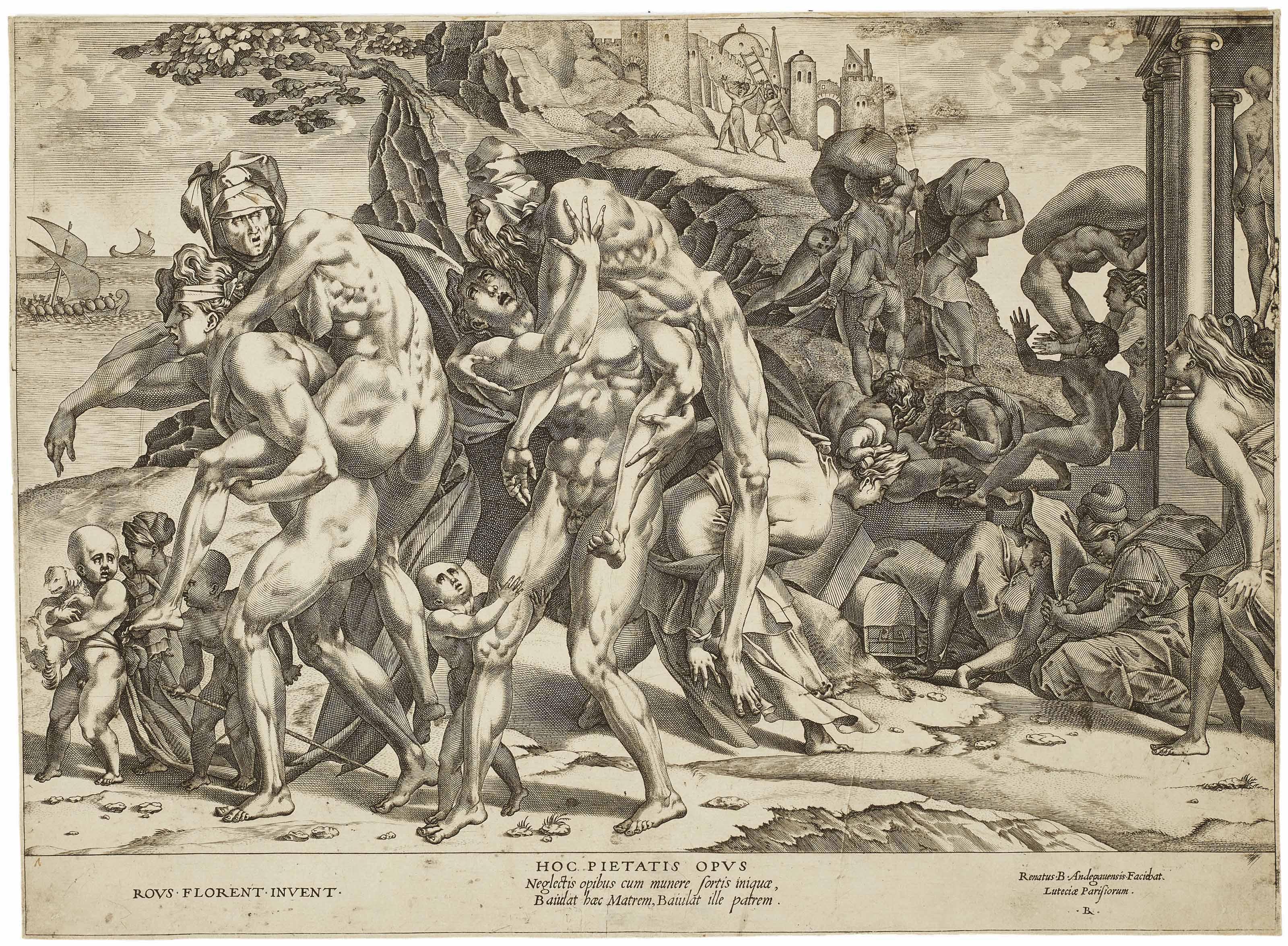 The Catanian Twins (Amphinomos And Anapias Carrying Their Parents From The City Of Catania)