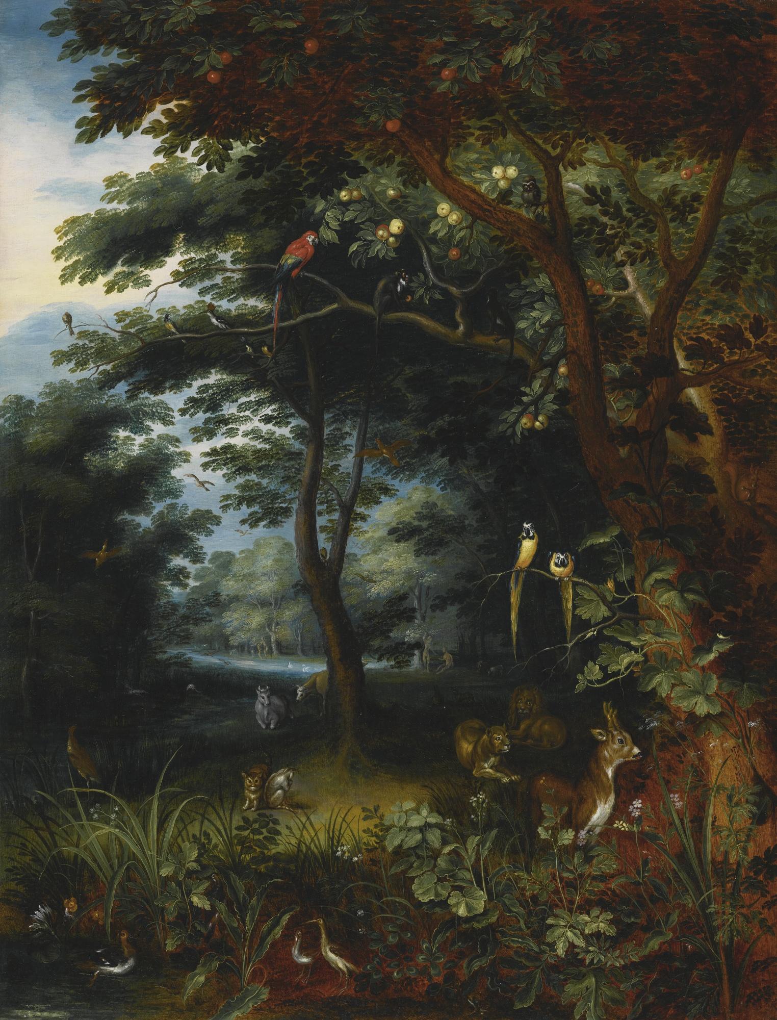 The Garden Of Eden With Two Depictions Of Adam And Eve