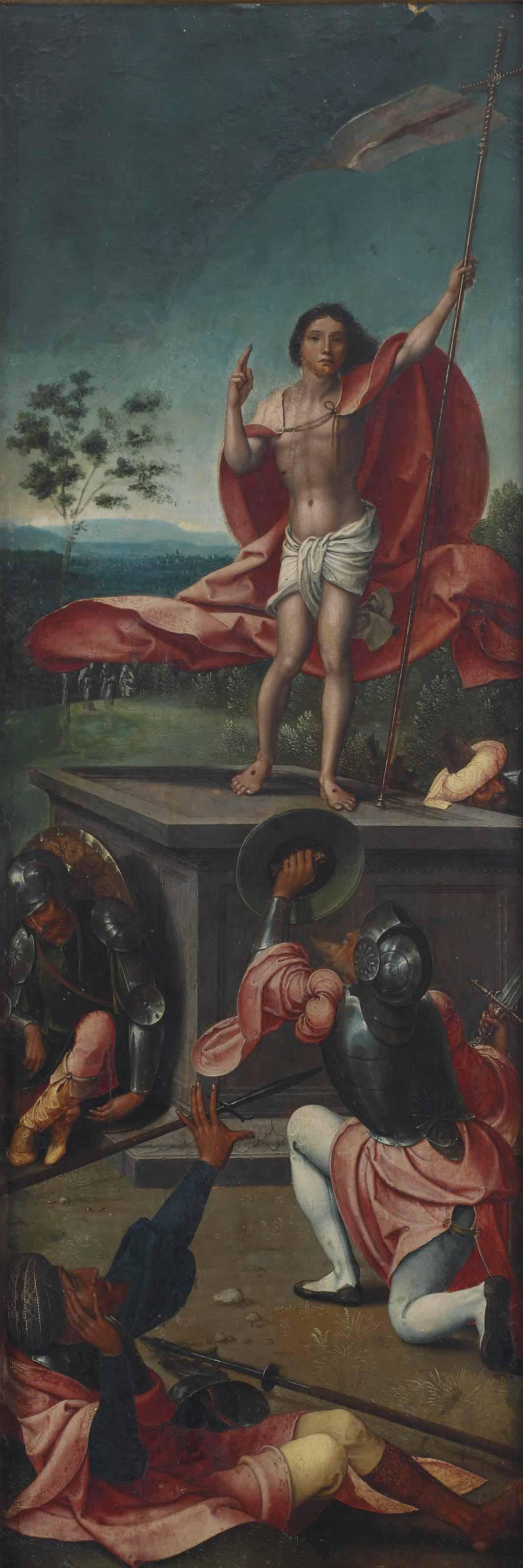 The Master Of 1518 - The Resurrection; right wing of an altar piece