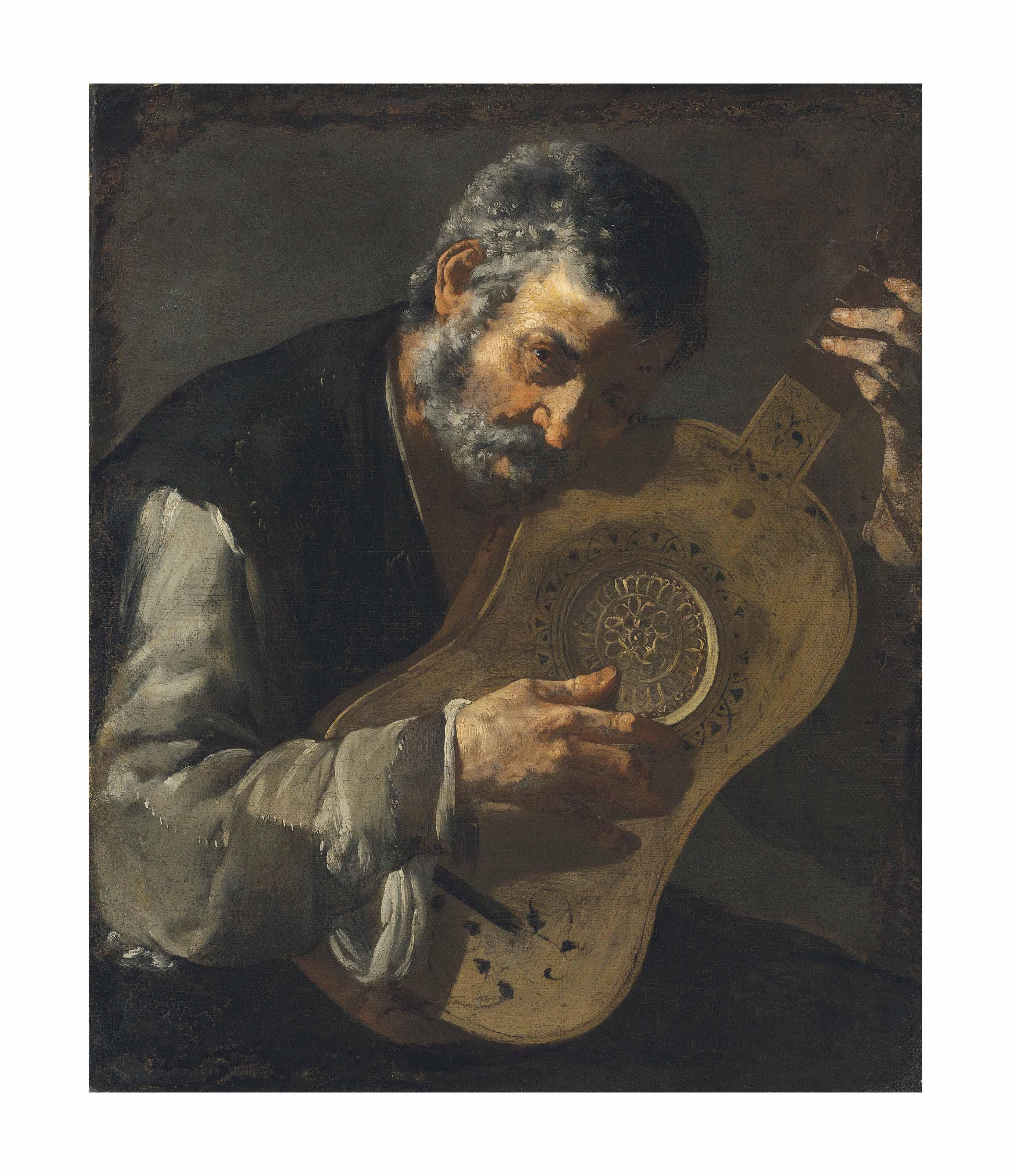 The Master Of The Annunciation To The Shepherds - A man playing the guitar