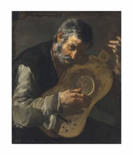 The Master Of The Annunciation To The Shepherds - A man playing the guitar