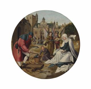 The Master Of The Antwerp Adoration - The Holy Family In A Garden