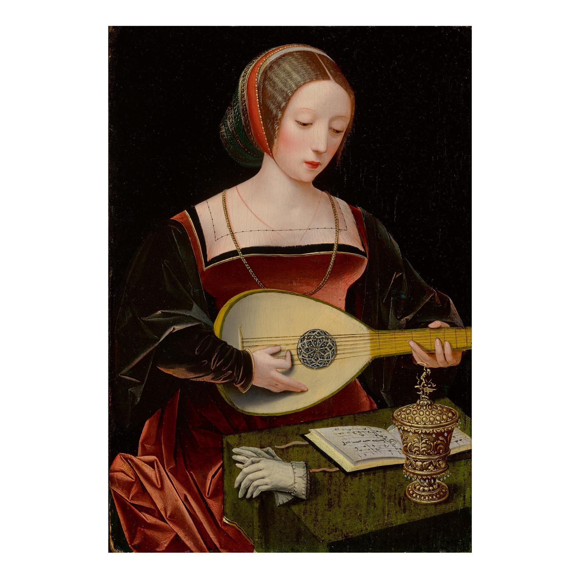 The Master Of The Female Half-Lengths - A Young Lady Playing A Lute