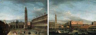 The Master of the Langmatt Foundation Views - The Piazza San Marco, Venice, from the West; and the Bacino di San Marco with a Regatta