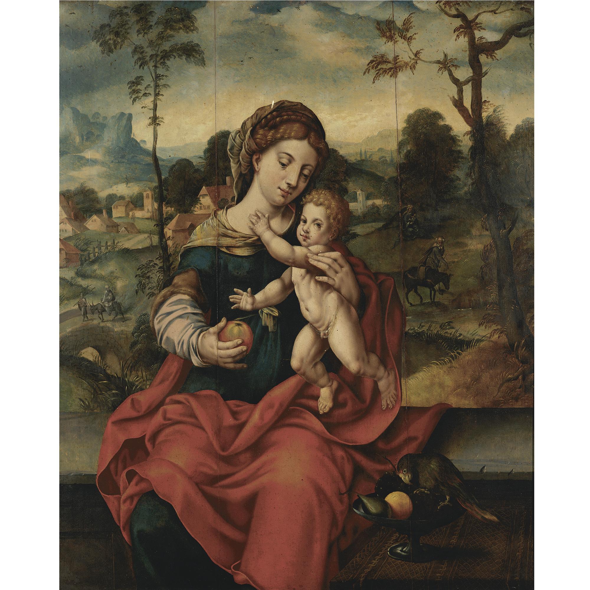 The Master with the Parrot - The Virgin And Child In A Landscape (The Rest On The Flight Into Egypt)