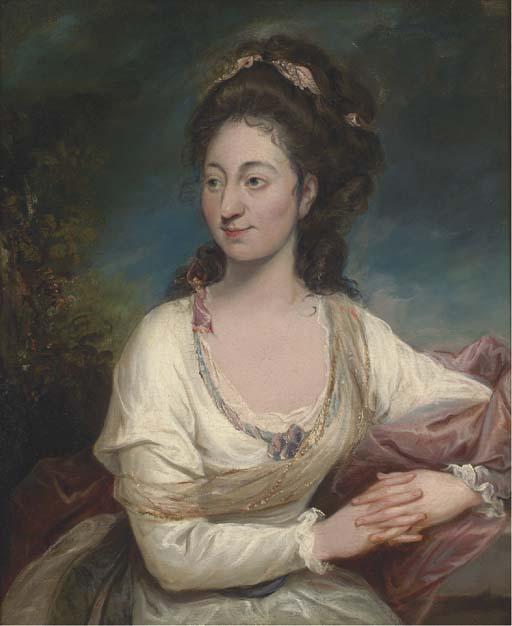 The Reverend Matthew William Peters, R.A. - Portrait of a Lady, three-quarter-length, in a white dress