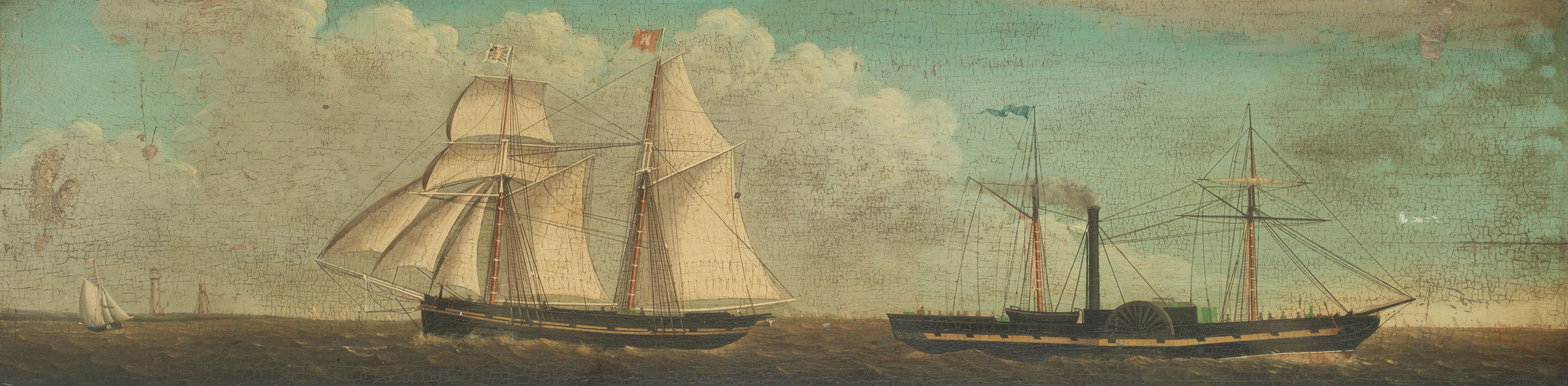 The steam packet Trident and other sailing vessels; and A steam packet and schooner off Spurn, a pair