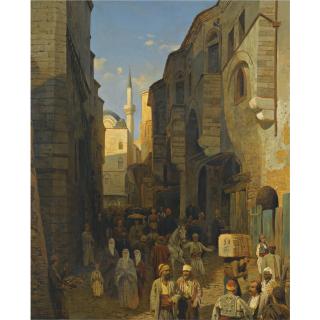 Themistocles Von Eckenbrecher - German a Busy Street In Tangiers