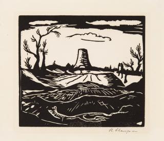 Theo Champion - Landschaft mit Turm
