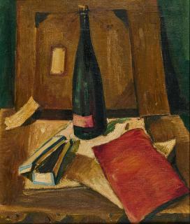 Theo Champion - Stillleben mit Weinflasche.