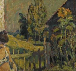 Theo Kurpershoek - A garden in bloom with seated lady