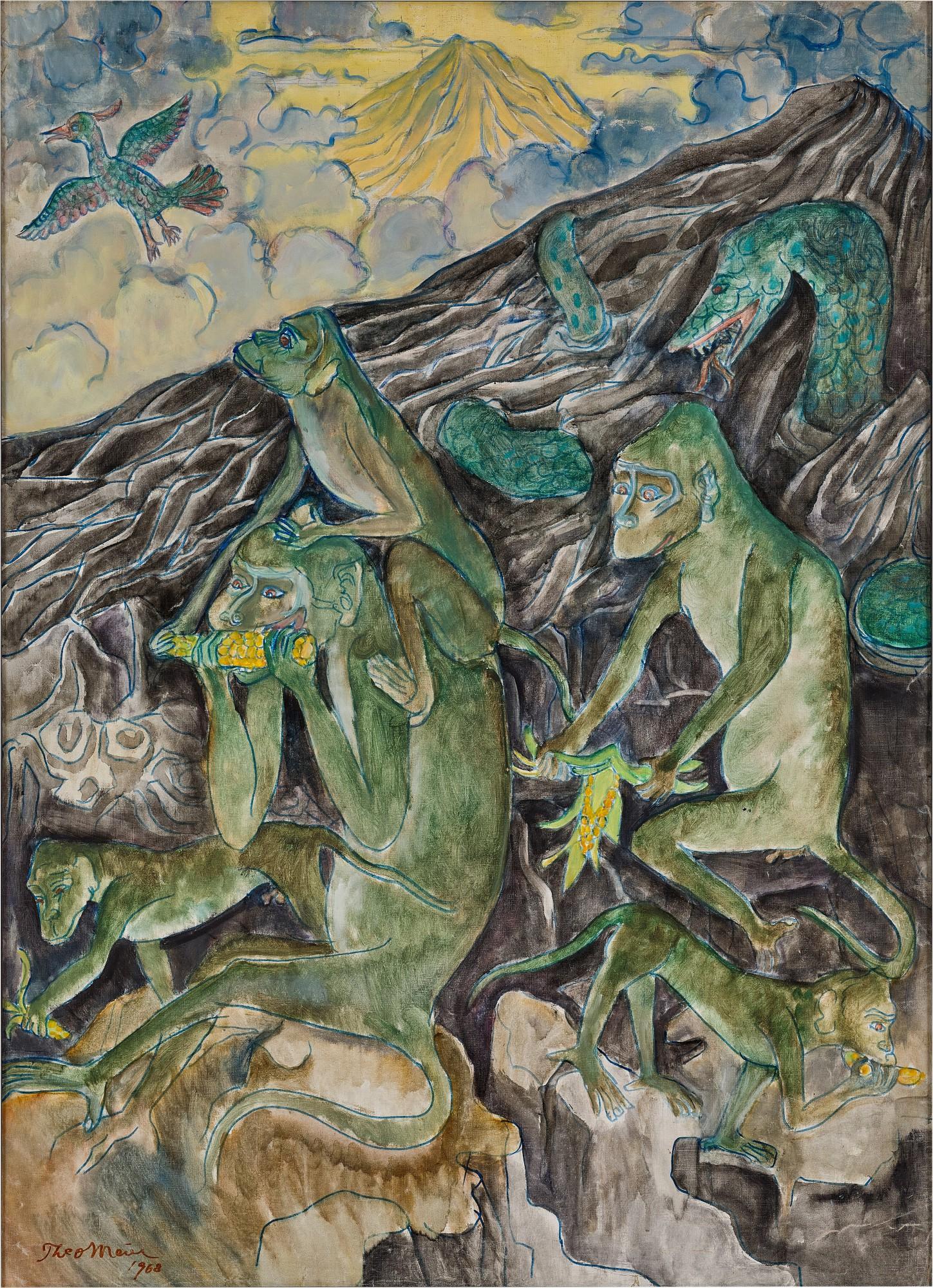 Theo Meier - Balinese Landscape with Monkeys