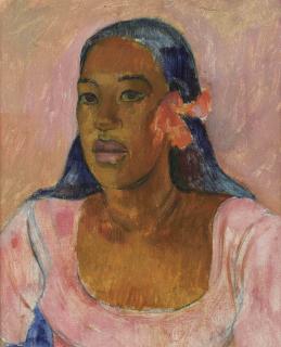 Theo Meier - Tahitian model with a Hibiscus