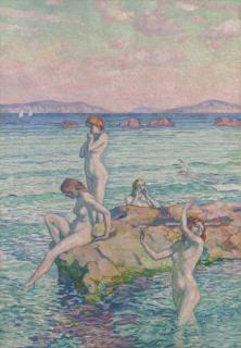 Theo Van Rysselberghe - Baigneuses autour d\'un rocher (Baigneuses sur les rochers)
