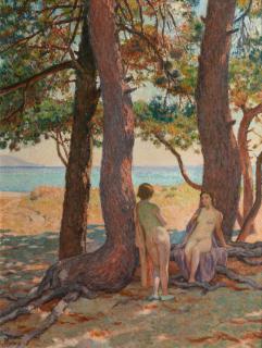 Théo Van Rysselberghe - Deux Nus Sous Les Pins Or Sous Les Gros Pins